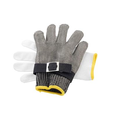 Tablecraft 11737 Small Cut Resistant Glove - Stainless Steel, Gray w/ Yellow Wrist Band
