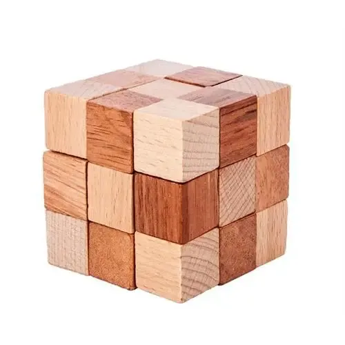 Herausforderung IQ Holz Cube Puzzle Geist Gehirn Teaser Puzzles Spiel für Erwachsene Kinder