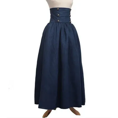 Frau Medieval Elegante Rock einfarbig Hight Taille Mittelalter Renaissance Kostüme Vintage Schaukel Image