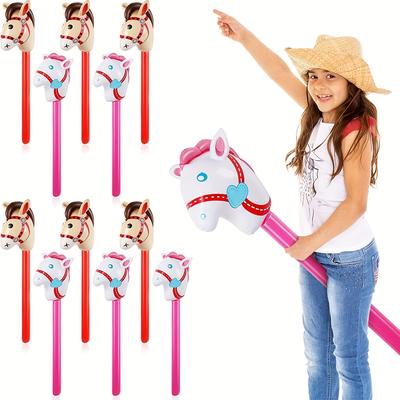Animal Long Stick Inflatable Horse Head Stick Inflatable Unicorn Stick Children's Toy Stick Horse Stick Animal Head Christmas, Halloween, Thanksgiving Easter Gift