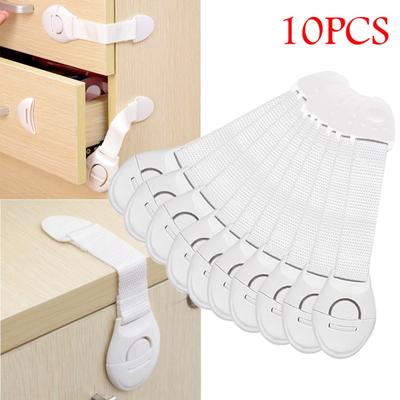 TEMU 10pcs White Safety Locks - Childproof Cabinet & Drawer Secures, Phthalate-free Plastic Door Protectors, Security Protector, Door Lock Image