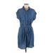 Harper Heritage Casual Dress - Shirtdress: Blue Solid Dresses - Women's Size Medium