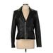 White House Black Market Faux Leather Jacket: Short Black Print Jackets & Outerwear - Women's Size Large