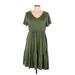 Torrid Casual Dress - A-Line V-Neck Short sleeves: Green Solid Dresses - Women's Size Large Plus