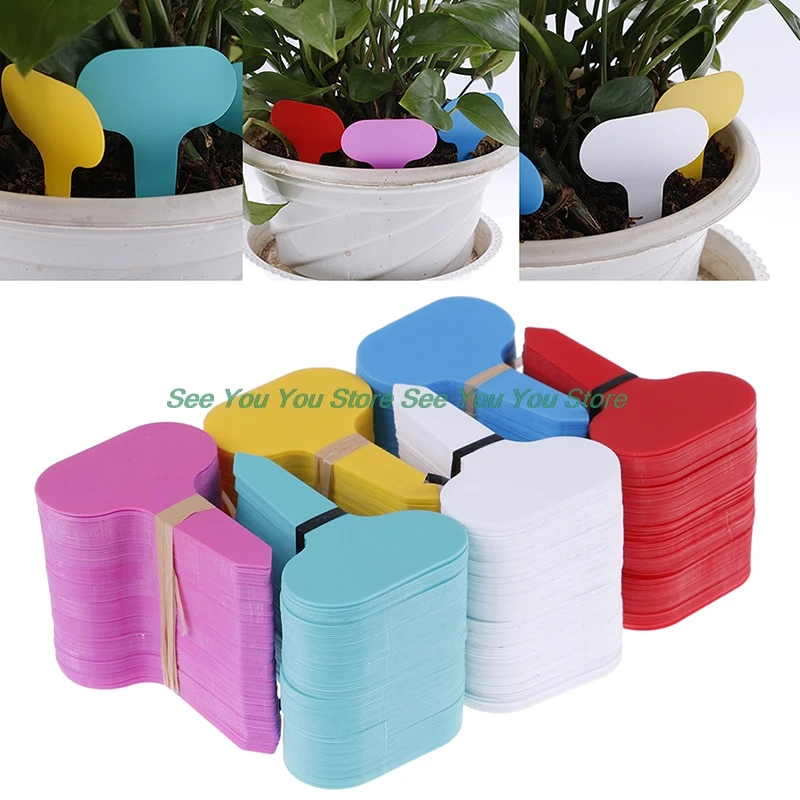 100 Stück Gartenetiketten, Pflanzenklassifizierung, Sortierschild, Tag, Ticket, Kunststoff, Schreibplatte, Tafel, Plug-in-Karte, bunt Image