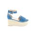 Marc Fisher Wedges: D'Orsay Platform Bohemian Blue Solid Shoes - Women's Size 9 - Open Toe