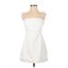 Zara Casual Dress - A-Line Square Sleeveless: White Solid Dresses - Women's Size Small