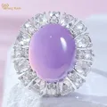 Wong Regen Sterling Silber 10*12mm ovale Jade High Carbon Diamant Edelstein elegante Frauen Ring