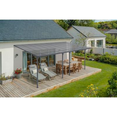 Cazeboo - Angebaute Pergola/Carport 18m² kleo 600L300 Aluminium Grau Image