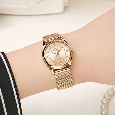 2024 Wwoor Modemarke Damen uhren Luxus Diamant Roségold Frauen Armband Uhr elegante Kleider uhr für