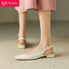 Qutaa Sommer Echt leder Damen Sandalen Mode dicke Low Heels Party Büro Damen Freizeit schuhe Frau Größe 34-40