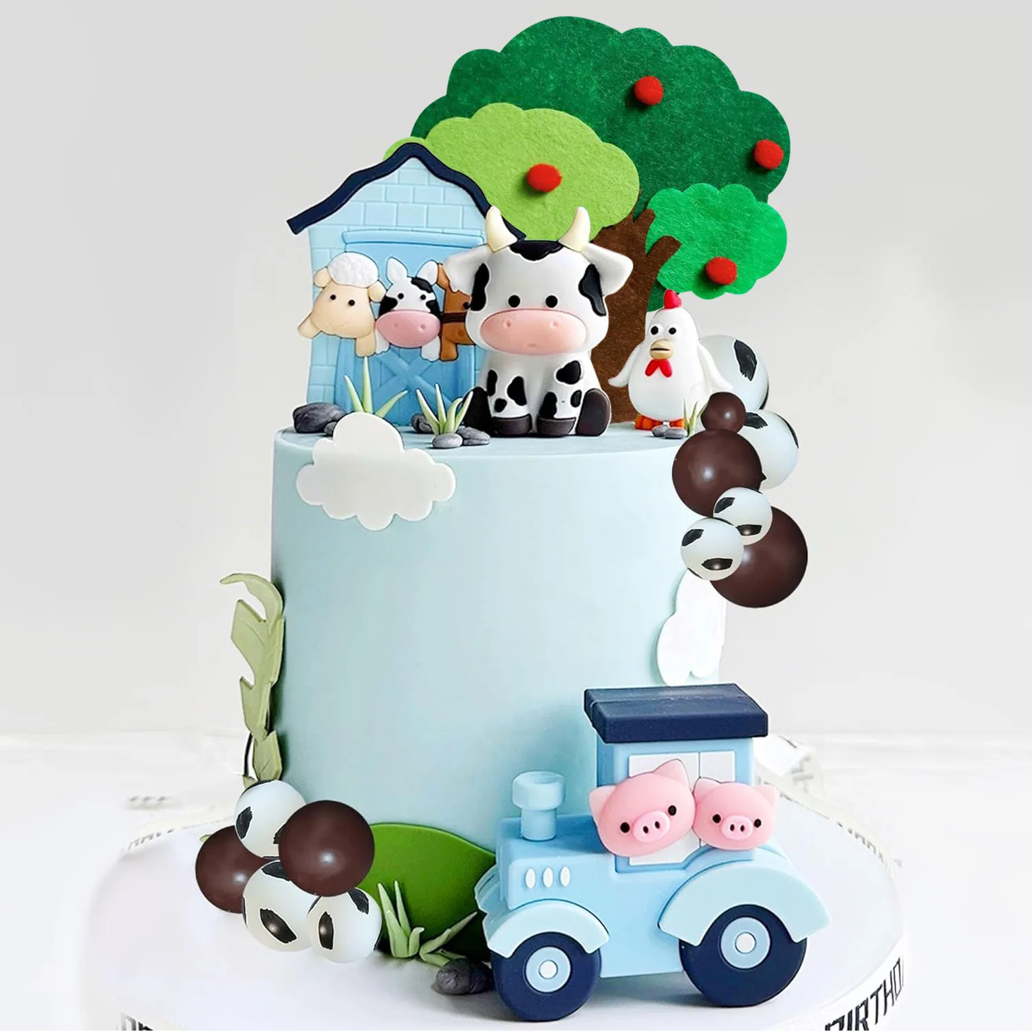 Blaue Kuh Kuchen Dekoration Schwein Kuchen Topper Bauernhof Tier Kuchen Dekoration für Bauernhof Tier Baby Dusche Geburtstag Party Dekorationen