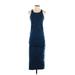 Michael Stars Casual Dress - Midi Scoop Neck Sleeveless: Blue Solid Dresses - Women's Size Small