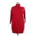 ELOQUII Casual Dress - Mini High Neck 3/4 sleeves: Red Solid Dresses - Women's Size 18 Plus