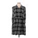 American Eagle Outfitters Casual Dress - Mini High Neck Long sleeves: Black Print Dresses - Women's Size Small