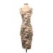 Heart & Hips Casual Dress - Midi Scoop Neck Sleeveless: Brown Camo Dresses - Women's Size Small