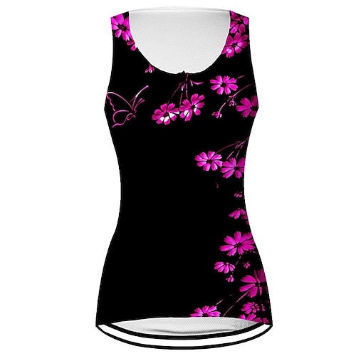Damen Fahrradweste Radtrikot Grafik Blumenmuster Ärmellos Fahhrad Weste / Gilet Trikot Oberteil mit 3 Gesäßtaschen Mountainbike MTB Straßenradsport Schnelltrocknend Rückentasche Image
