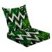 2-Piece Deep Seating Cushion Set Seamless pattern green tropical exotic palm leaves abstract white Outdoor Chair Solid Rectangle Patio Cushion Set