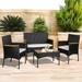 Walsunny 4 Piece Patio Furniture Conversation Set Outdoor Wicker Rattan Chairs with Cushions and Table Black/Beige