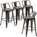 LLBIULife Changjie Metal Barstools Set of 4 Industrial Stools Counter Stools with Backs Indoor-Outdoor Counter Height Stools (26 inch Silver)