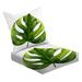 2-Piece Deep Seating Cushion Set Watercolor drawing monstera leaf Tropical plant Hand drawn Outdoor Chair Solid Rectangle Patio Cushion Set