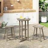 WestinTrends Outdoor Patio Counter Height Bar Stools Bistro Bar Table Set Weathered Wood