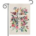 YCHII Easter Religious Cross Garden Flag Double Sided He is Risen with Flower Small Seasonal Yard Flag for Farmhouse Holiday Outdoor Outside Decor