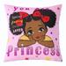 YST 24x24 inch set of 1 Cushion Cover for Girls Kawaii Afro Girl Throw Pillow Cover Cute Princess Girl Decorative Pillow Cover Kawaii Little Girl Square Pillow Case for Sofa