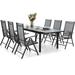 durable & William 9 Pieces Patio Dining Set for 6-8 People Outdoor Expandable Metal Table and PE Rattan Chairs Set with Cushions Modern Conversation Furniture for Terrace Porch Back