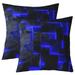 YST Geometric Set of 2 Throw Pillow Covers 24x24 Inch Blue Black Pillow Covers Glowing Light Abstract Geometry Lattice Cushion Covers Modern Square Blocks Cushion Cases