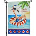 YCHII Flamingo Garden Flag Beach Tropical Palm Trees Summer Garden Flags Double Sided Hawaiian Sea Beach Luau Yard Banner for Seasonal Outdoor Party Decoration (SUMMER-07)