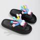 Women's Slippers Outdoor Slippers Beach Slippers Outdoor Daily Pom-pom Flat Heel Open Toe Casual Comfort Minimalism EVA Loafer Black White