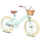 Petimini 20 Inch Kids Bike for 4 5 6 7 Years Old Little Girls Retro Vintage Style Bicycles with Training Wheels and Bell Mint Green