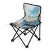Abstract Marble Blue Portable Camping Chair Outdoor Folding Beach Chair Fishing Chair Lawn Chair with Carry Bag Support to 220LBS