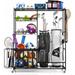 Storage Ball Rack Garage Organizer Shelves 2 Bag Storage Stand and Other Sports Equipment Organizer Rack Large Size Clubs Display Rack with Lockable Wheels Black