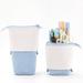 Dopebox Cute Pencil Case Standing Pen Holder Pop up Pencil Box Makeup Pouch for Kids Creative Retractable Pencil Case Stationery Storage Bag Milk Tea Telescopic Pen Holder with Zipper (Light Blue)