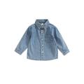 Little Boys Denim Jacket Coat Long Sleeve Lapel Button Closure Pocket Decor Casual Streetwear Outer Tops