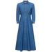 Ye Cotton Denim L/s Midi Shirt Dress - Blue - Weekend by Maxmara Dresses