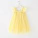 Cethrio Girls Casual Dresses Toddler Summer Nets Cute Tulle Yellow Dresses Size 3-4Years