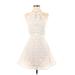 JOA Casual Dress - A-Line High Neck Sleeveless: White Solid Dresses - Women's Size X-Small