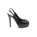 Bebe Heels: Slingback Stilleto Cocktail Party Black Print Shoes - Women's Size 9 - Peep Toe