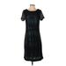 Long Tall Sally Casual Dress - Sheath Crew Neck Short sleeves: Teal Print Dresses - Women's Size 6