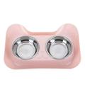 CUSSE Dog Food Bowls Stainless Steel Pet Bowls & Dog Water Bowls & Cat Bowls fot Food and Water No-Spill Non-Skid Silicone Mat Feeding Bowls with Dog Bowl Mat fot Dogs Cat Dood Dish Pink