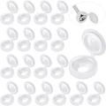 100 Pieces Hinged Screw Lid Caps Plastic Screw Caps Flip Top Screw Snap Lids Snap Lid Washer Flip Tops (White)