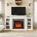 70 L Fireplace Mantel with 23 Electric Fireplace and Bookshelves Wooden Storage Freestanding Heater with Remote Control White