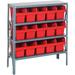 Quantum Storage Systems 1239-SB802RD Shelving Unit 12 D x 36 L x 39 H Carbon Steel Galvanized with Red Bins