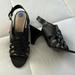 Nine West Shoes | Nwt Nine West Black Leather Sandals 3in Heel Size 7.5 | Color: Black | Size: 7.5