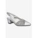 Women's Bizzy Slingback by Easy Street in Silver Satin (Size 8 1/2 M)