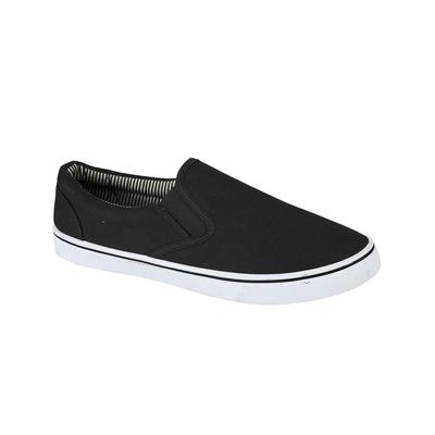 Shoes Boston Slip On Canvas Trainers In All Black / White / UK 12 - Tokyo Laundry