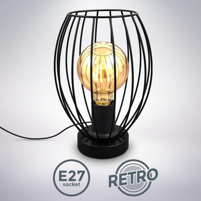 B.K.LICHT Tischleuchte "Retro-Tischlampe, Metall, Schwarz", schwarz, Ø 17,50cm H: 25,60cm, Lampen, E27-Fassung, ohne Leuchtmittel, inkl. Kabelschalter, Ø17,5cm Image